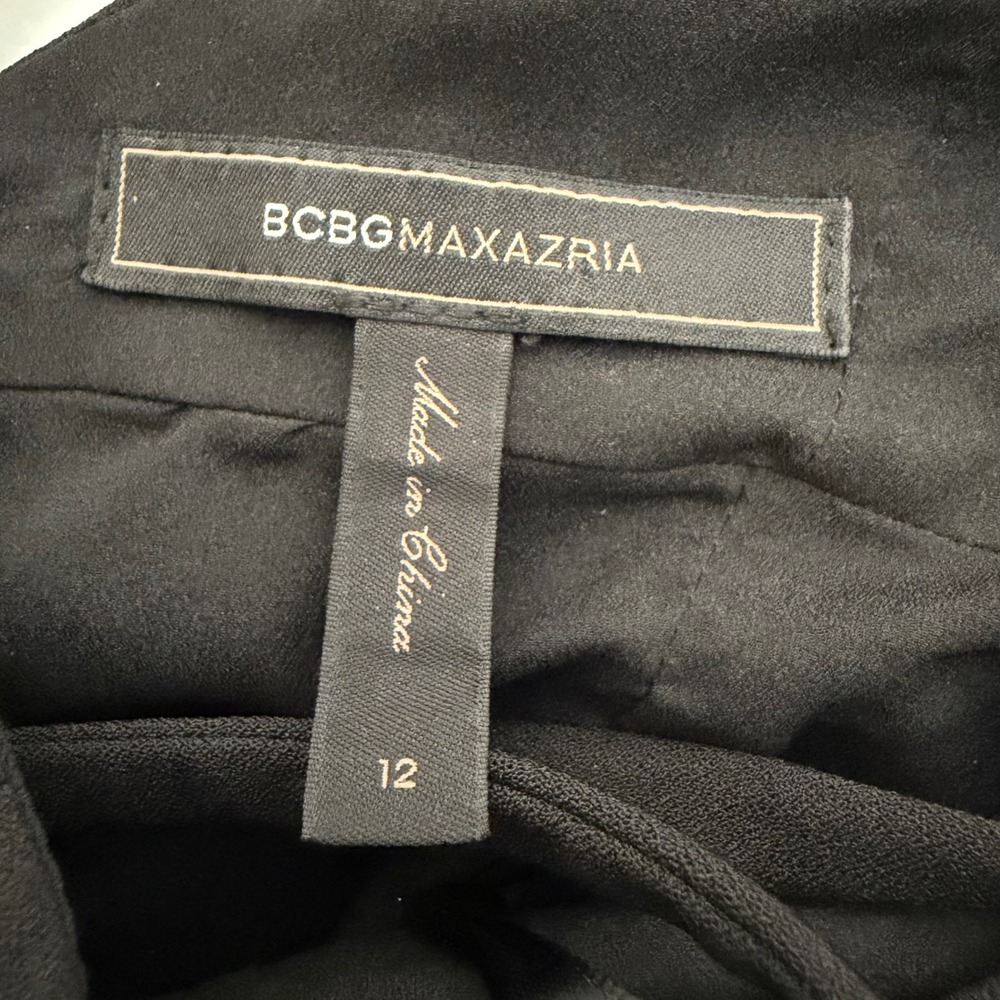 BCBGMAXAZRIA Womens Black Strappy Back Architectural Gown Dress Size 12 - Picture 8 of 9